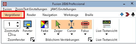 Fusion Vergrößerer Registerkarte.