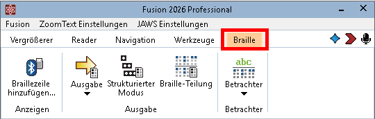 Fusion Vergrößerer Braille Registerkarte.