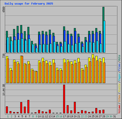 Daily usage for February 2025